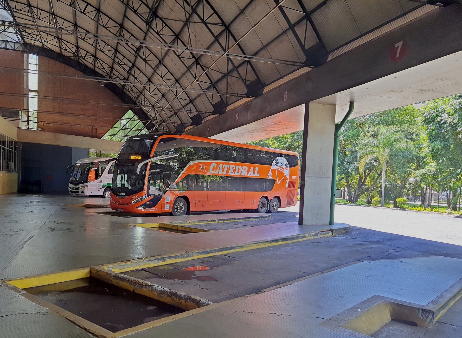 Travel bus at the bus station