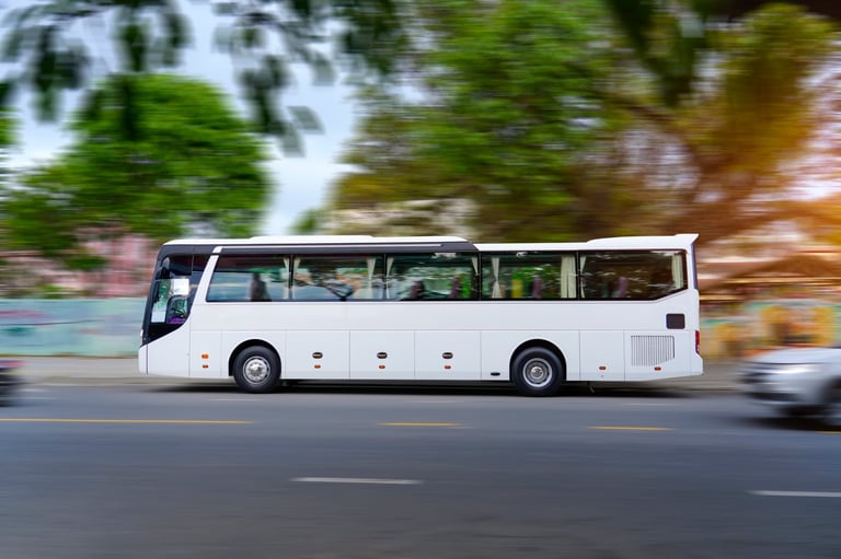 White touristic coach bus